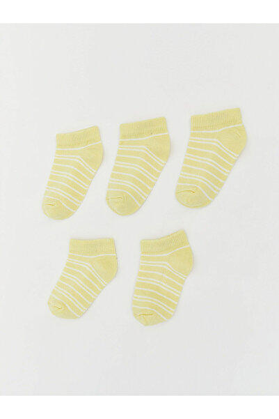 LC Waikiki Nevavm 5-Pack Girls' Booties Socks with Yellow Stripes