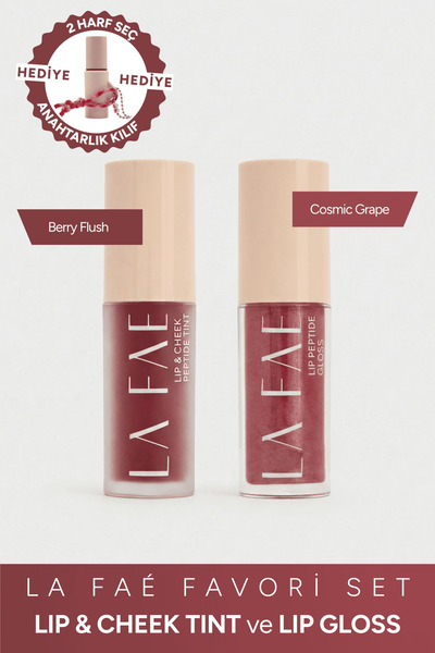 LA FAÉ BEAUTE Dudak Bakım Seti Dudak Parlatıcısı+Allık Ruj Göz Farı Nemlendir...
