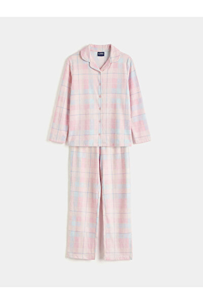 LC Waikiki Hilfa Νέας Σεζόν Πουκάμισο με Γιακά Καρό Κοριτσίστικο Σετ Πιτζάμες