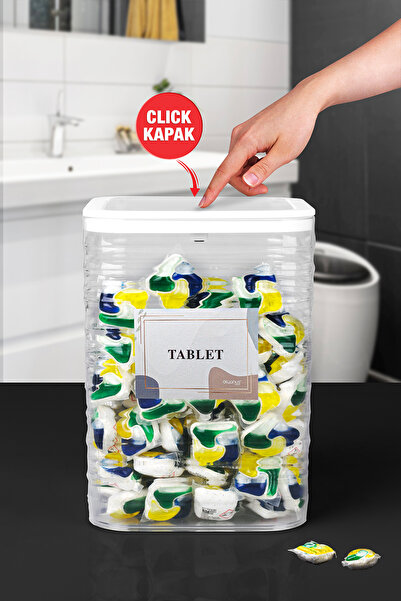 moontime alaçatı Şeffaf Deterjan ve Tablet Kutusu, Pratik ve Şık Saklama Çözümü