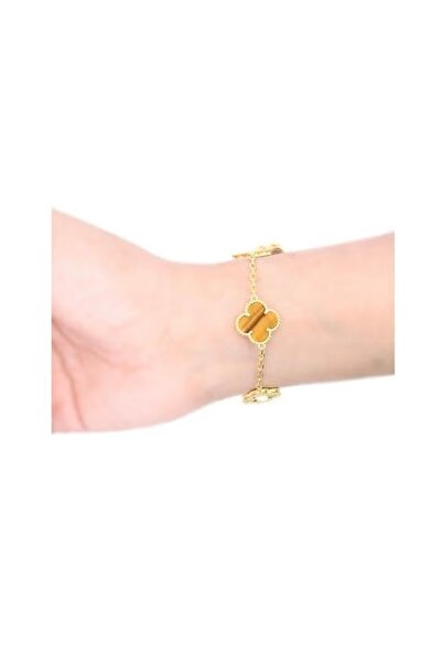 FA.accessories سوار نسائي مطلي ذهب بحجر عين النمر – تصميم فاخر مقاوم للصدا (ل...