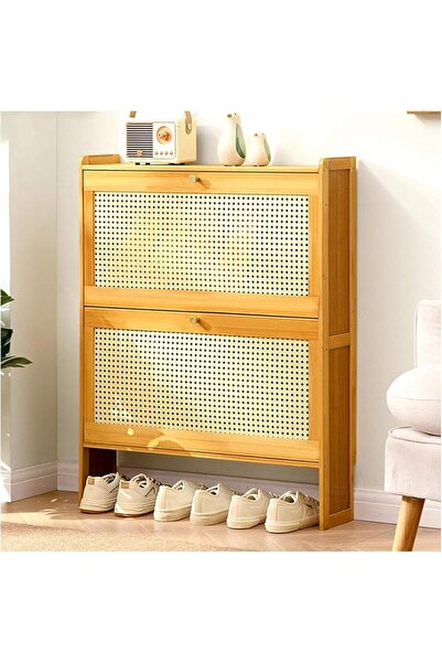 Arabest Freestanding Bamboo Shoe Cabinet,with 2 Flip Drawers,for Living Room ...