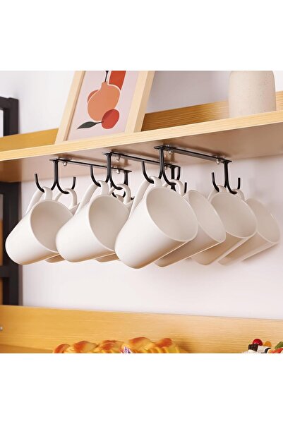 Arabest 3 Pieces Mug Hooks Under Cabinet,Under Shelf Mug Organizer Rack with ...