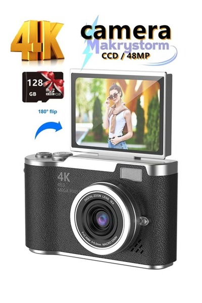 Makrystorm 4k CCD Digital Zoom Digital Camera 48MP Camera 180° Flip Screen Se...