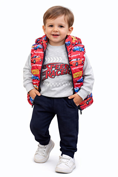 Erkek Çocuk 3’lü Takım – (Sweatshirt + Eşofman Altı + Yelek)
