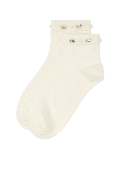 Network Ekru İnci detaylı Erkek Çorap