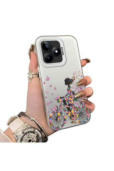 ucuc Realme Note 50 Compatible Hard Acrylic Back Silicone Edge Lens Protectio...