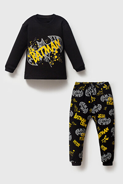 MAHFEL 100% Cotton Piece Yarasa Printed Baby&Child Pajama Set Black