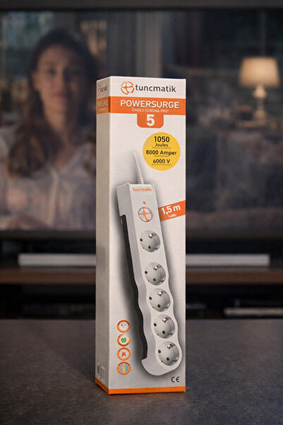 Tunçmatik POWERSURGE ENERJİ KORUMA PRİZİ 1050 JOULES 5'Lİ BEYAZ /1.5M KABLOLU