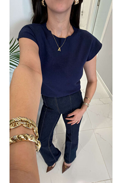 BİRCANÇİL Md Kiona Navy Blue Sleeveless Knitwear