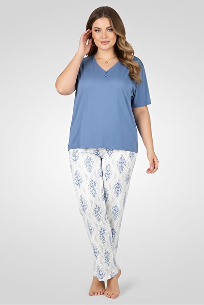 Kathy Ireland طقم بيجامة نسائي مكون من قطعتين، جزء علوي وسفلي، متعدد الألوان