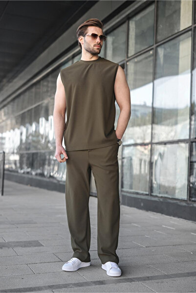 Madmext Khaki Relaxed Fit Men's Top and Bottom Set E7353