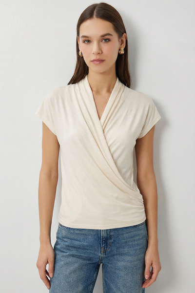 Lovelyİstanbul Kruvaze izrez Viskoza Bluza LEX0020 KOST