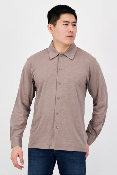 Aeropostale Men Regular Fit Solid Long Sleeve Casual Shirt, Grey