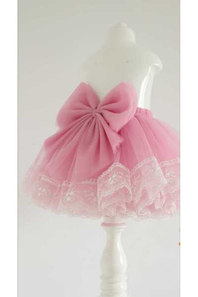 punicha Kız Çocuk Tütü Etek Kabarık Dantelli Özel Gün Etek Pembe