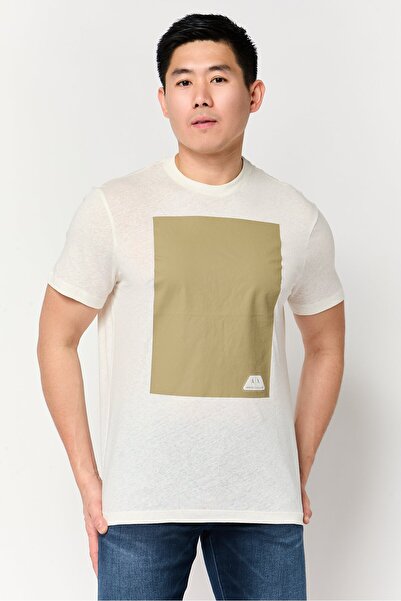Armani Exchange Men Crew Neck Short Sleeve Brand Logo T-shirt, Off White