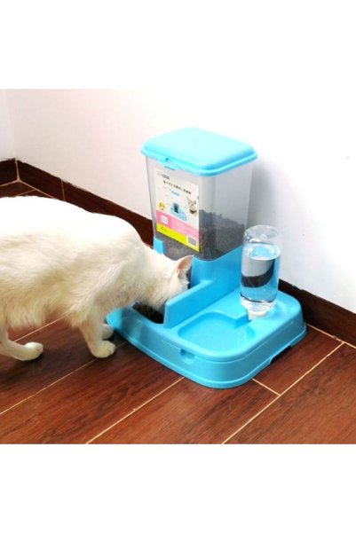 Avex Distribuitor de alimente si apa pentru animale, 2in1, culoare Albastru