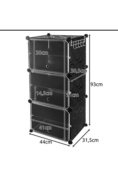 OEM Suport Ideal modular pentru încălțăminte, Ruhhy, set 3 module, uși transparente, cuier integrat,