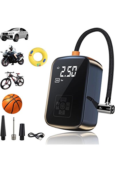 Arabest ضاغط هواء لنفخ إطارات السيارات والدراجات النارية والكرات، مع وظيفة حف...