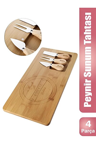 Generic Brand Balsa Cheese Presentation Set with Bamboo Knife-Luxury Breakfas...
