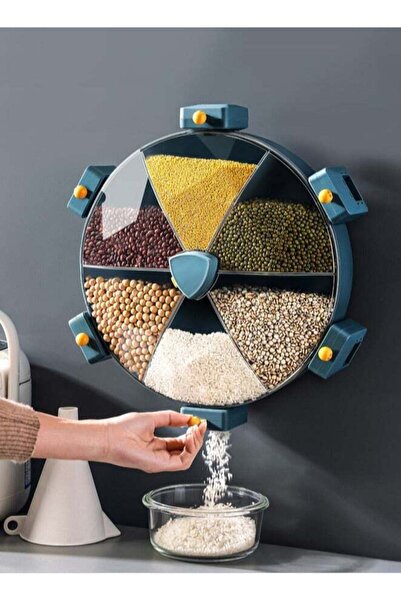 Arabest 6-Compartment Rotating Food Storage Organizer, Wall-Mounted Airtight ...