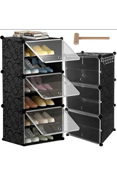 OEM Ideal modular shoe rack, Ruhhy, set of 3 modules, transparent doors, inte...