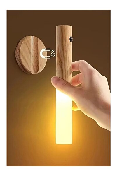 Safirs Şarjlı LED Duvar Aplik Günışığı Ahşap Renk Kablosuz Sensörlü Harekete ...