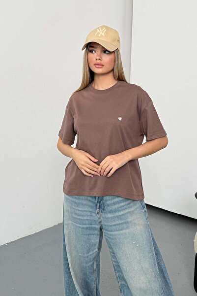 GİYSA Ženska okrugla kragna srca trešnje sa dodacima 100% pamuk komada T-shir...