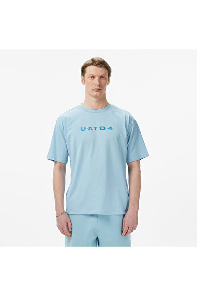 United 4 UNITED4 تي شيرت رجالي باللون الأزرق بقصة عادية