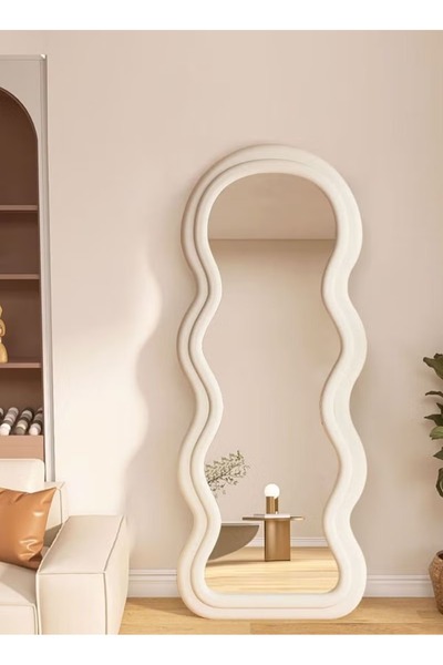Mtanvxay مرآة أرضية مقوسة مزدوج الطبقات بنمط مموج، مقاس 160×60 سم، ومرآة حائط...