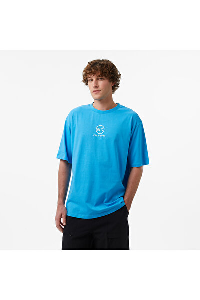 United 4 UNITED4 تي شيرت رجالي باللون الأزرق بقصة عادية