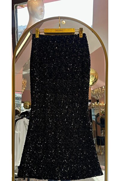 Hatice Altıntaş SİYAH PAYET VE BONCUK DETAY ETEK