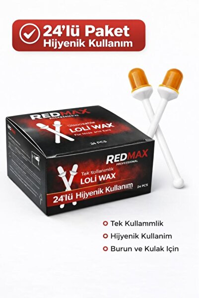 REDMAX Tek Kullanımlık Burun ve Kulak İçin Ağda Çubuğu 24'lü Paket Loli Wax