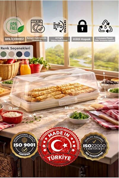 Bayev Dikdörtgen Şeklinde Pasta Taşıma Kabı Pikniklik Kek Fanusu Börek Çörek ...