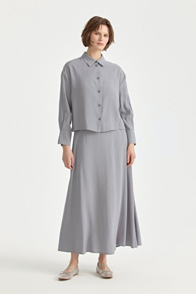 Nihan Modal Skirt Shirt Suit Gray