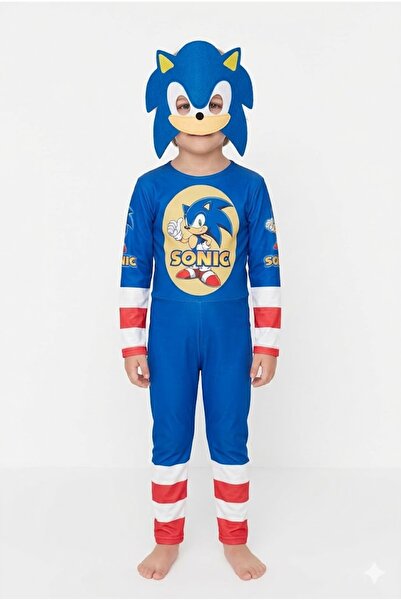 Cenanın Dolabı Sonic Kostümü 3-8 Yaş Çocuk – Tam Set Maskeli Kahraman Kombin