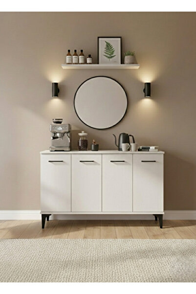 TESSA MOBİLYA Linda (Beyaz128) 120cm Konsol, Tv Ünitesi, Tv Sehpası, Kahve Kö...