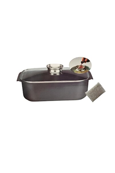 OEM Oven and hob tray, aluminum, 40x25x11cm, glass lid, non-stick