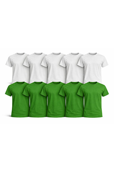 OEM Set 10 Tricouri Albe si Verzi Bărbați 100% Bumbac, Tricouri Simple Basic ...