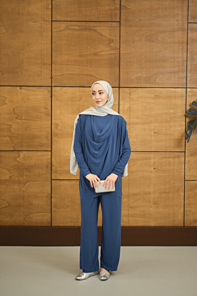 LOCCO Žensko odelo sa običnim izrezom i detaljnim izrezom na leđima, indigo p...