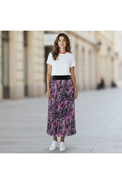 GÖMLEK GALERİSİ Colorful Patterned Elastic Waist Chiffon Woven Digital Print ...