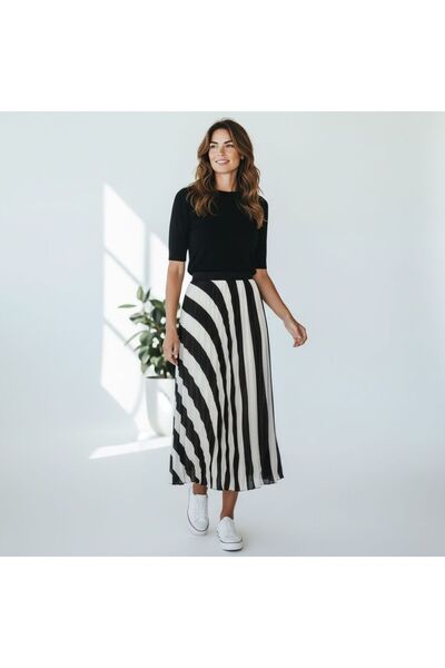 GÖMLEK GALERİSİ Gemetri Patterned Elastic Waist Chiffon Woven Digital Print W...