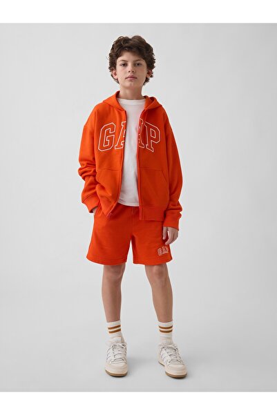 GAP Erkek Çocuk Turuncu Relaxed Logo Fransız Havlu Kumaş Pull-On Şort