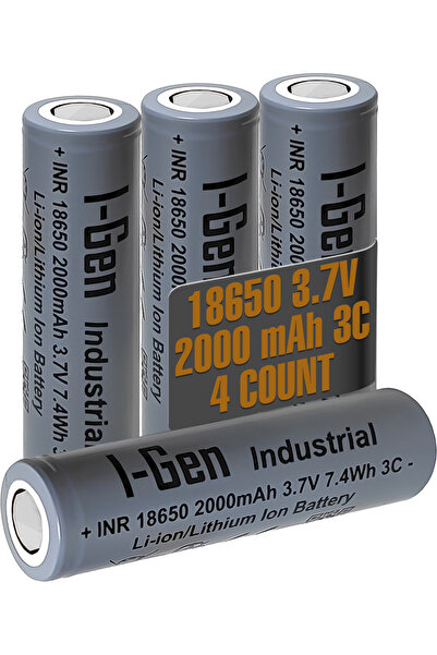 I Gen Industrial E001 Inr 18650 3.7V 2000 Mah 3c 7.4WH Li-Ion Şarjlı Pil Düz ...