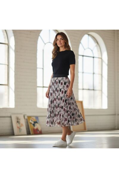 GÖMLEK GALERİSİ Colorful Patterned Elastic Waist Chiffon Woven Digital Print ...