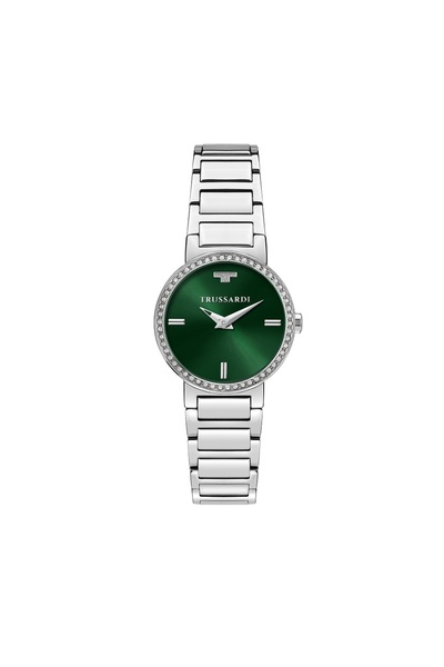 Trussardi Bridge watch, silver stainless steel, green dial, 28mm case, R24531...
