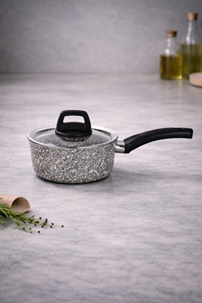 Rivorn Schafer Dark Storm Gray 14 cm Cast Granite Saucepan Sauce Pan with Gla...