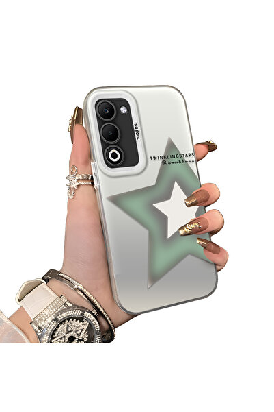 ucuc Oppo A5 4G/5G Uyumlu Sert Akrilik Arka Silikon Kenar Lens Koruma Kılıf R...
