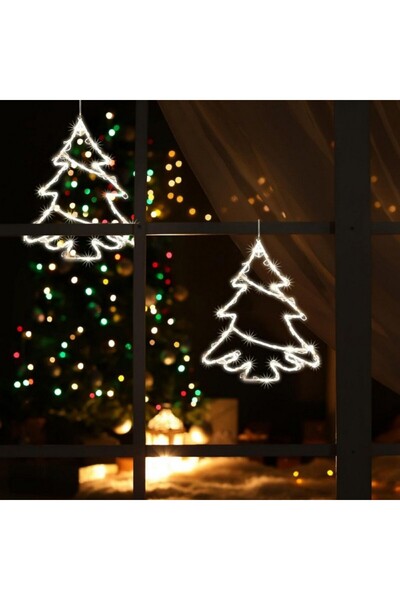 OEM Fir Tree Window Decoration 35 warm white LEDs, 33x28 cm, 2 suction cups f...