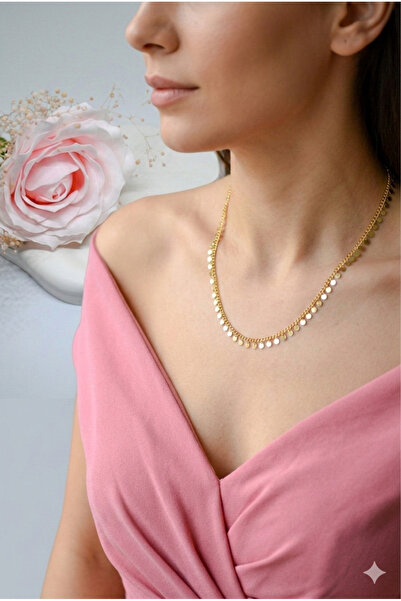 Velvet Rose kadın pullu gold kolye